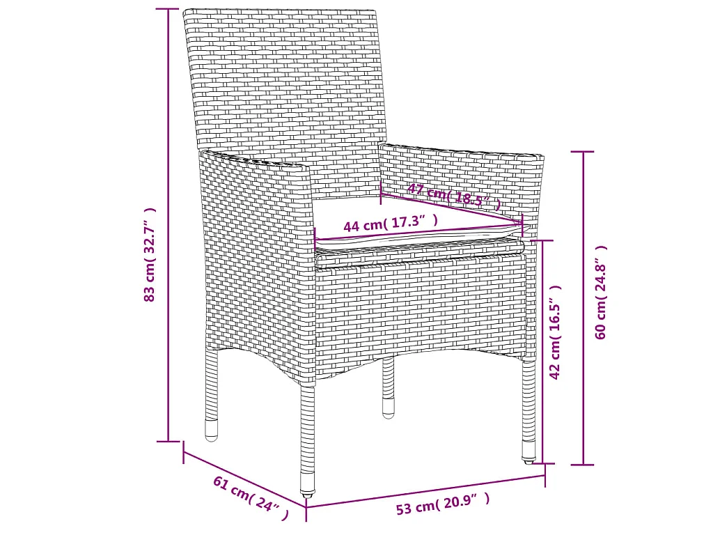 Set da Pranzo da Giardino 5 pz con Cuscini Polyrattan e Vetro