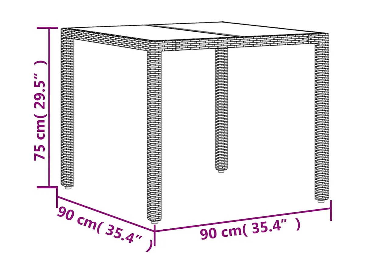 Set da Pranzo da Giardino 5 pz con Cuscini Polyrattan e Vetro