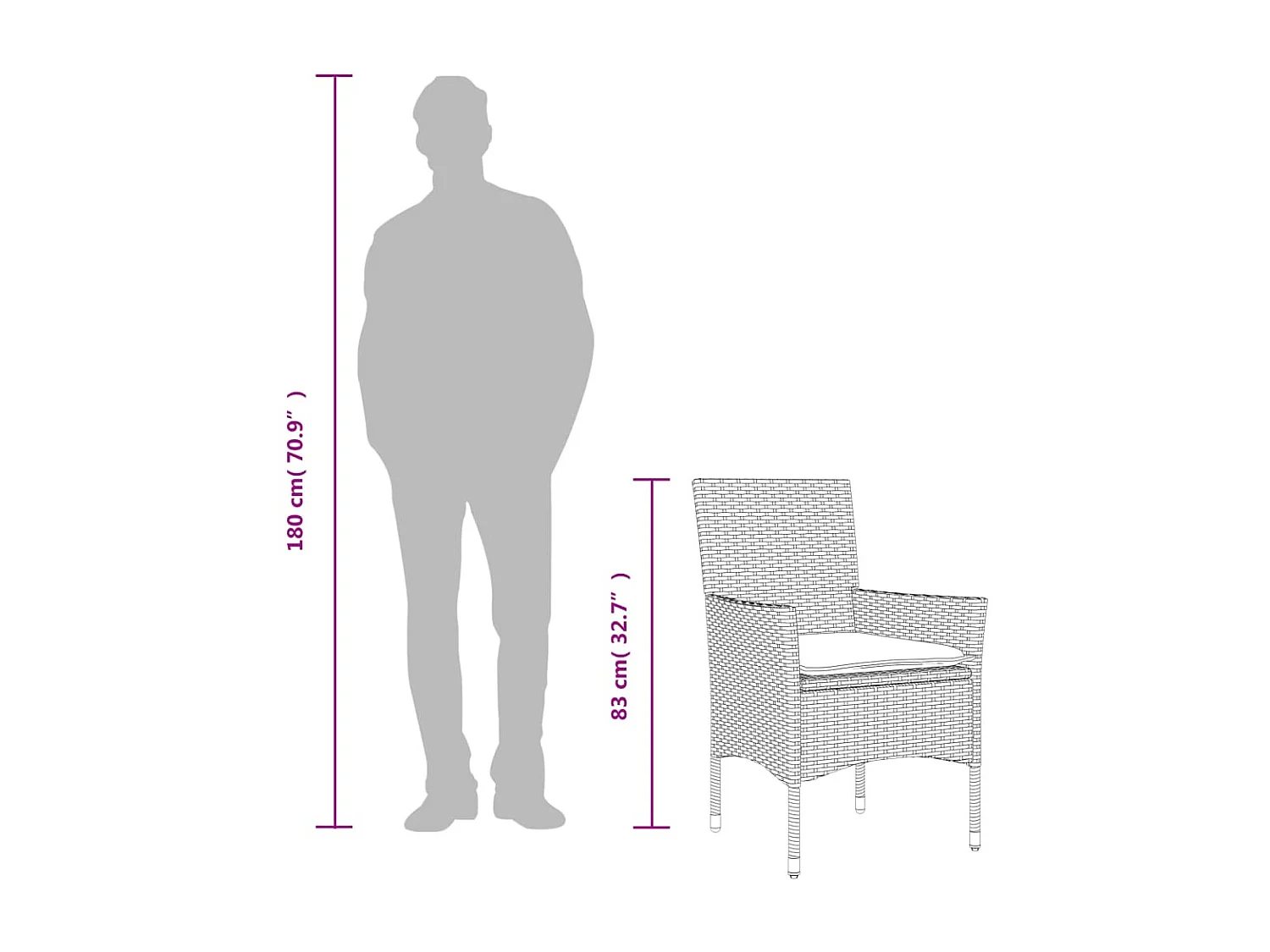 Set da Pranzo da Giardino 5 pz con Cuscini Polyrattan e Vetro