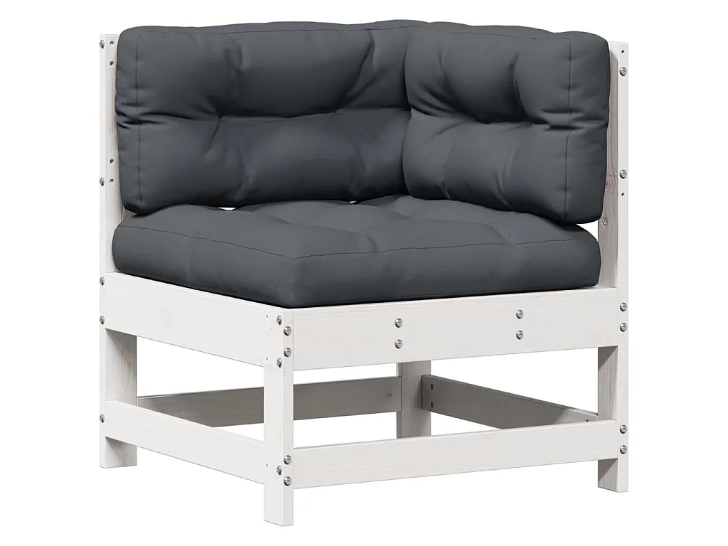 Salon de jardin avec coussins 6 pcs blanc bois de pin massif