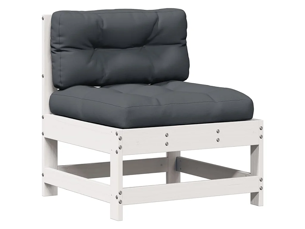 Salon de jardin avec coussins 6 pcs blanc bois de pin massif