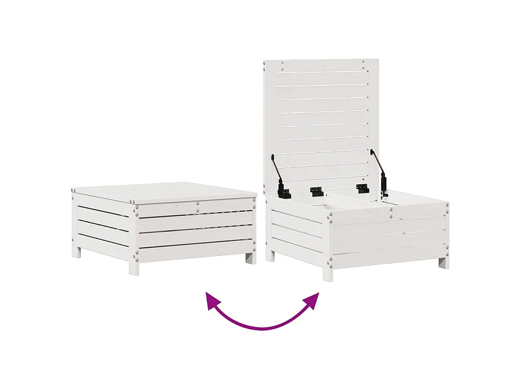 Salon de jardin avec coussins 6 pcs blanc bois de pin massif