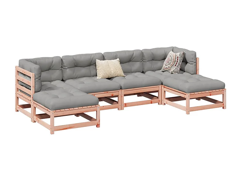 6-delige Loungeset met kussens massief douglas vurenhout