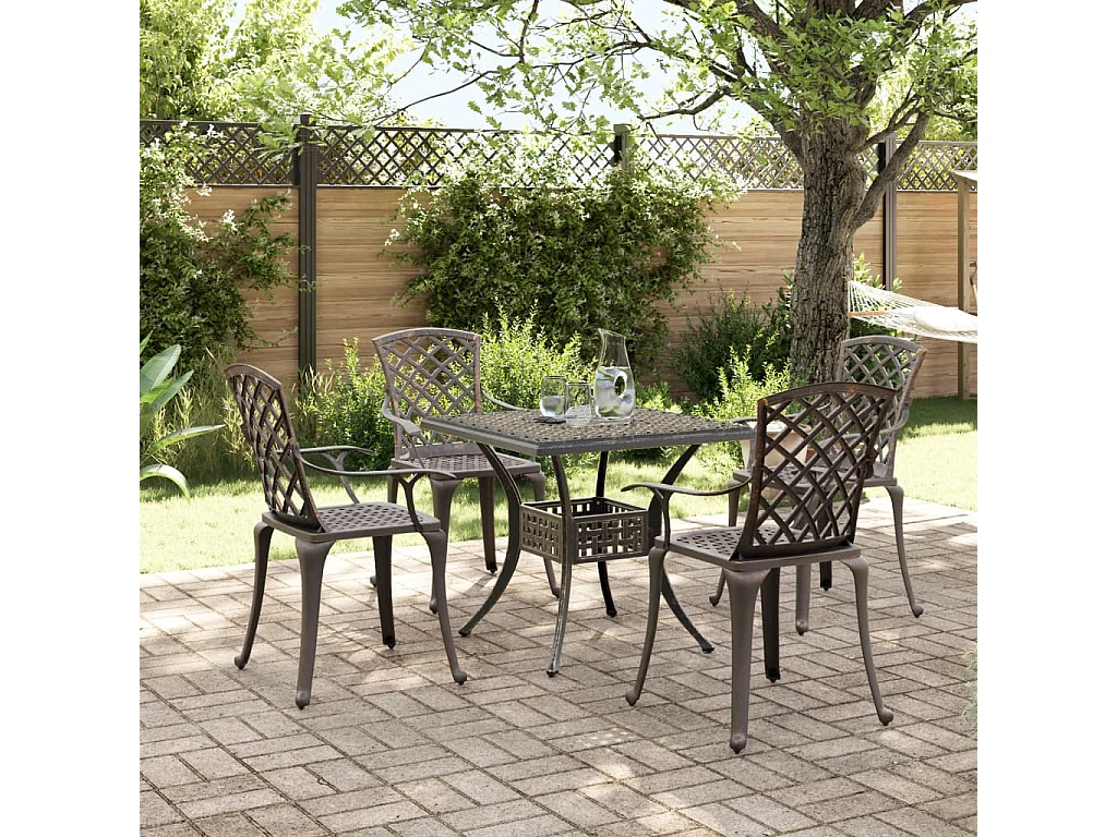 5-delige Tuinset geitaluminium bronskleurig