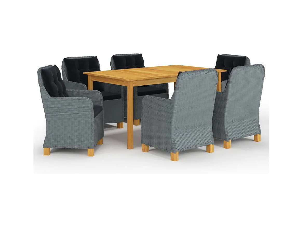 Ensemble à manger de jardin 7 pcs Gris clair