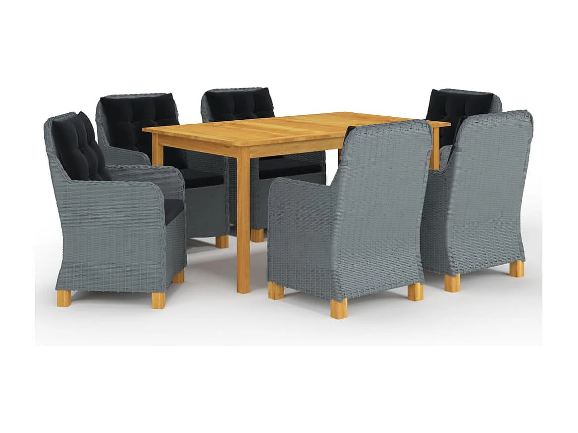 Juego de comedor para jardín de 7 piezas gris claro