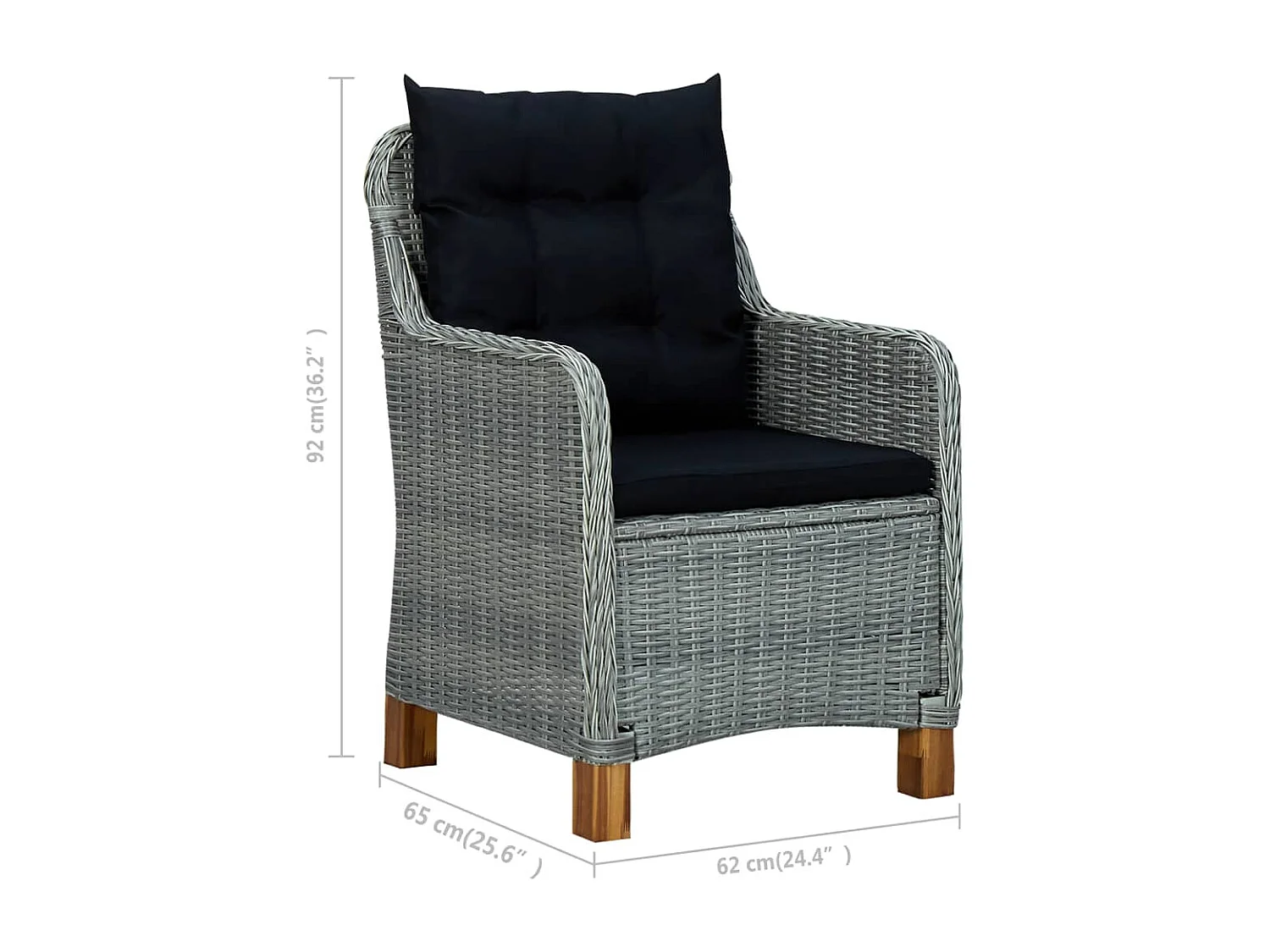 Juego de comedor para jardín de 7 piezas gris claro