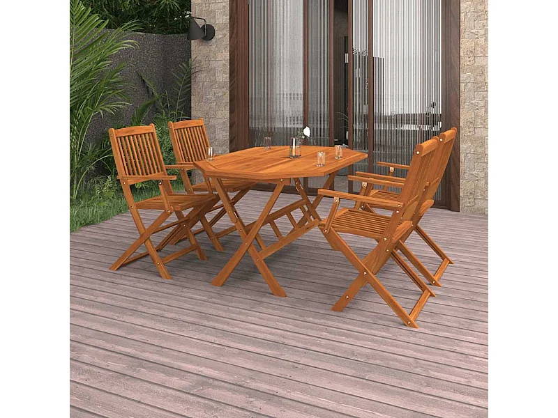 Ensemble à manger de jardin 5 pcs Bois d'acacia solide