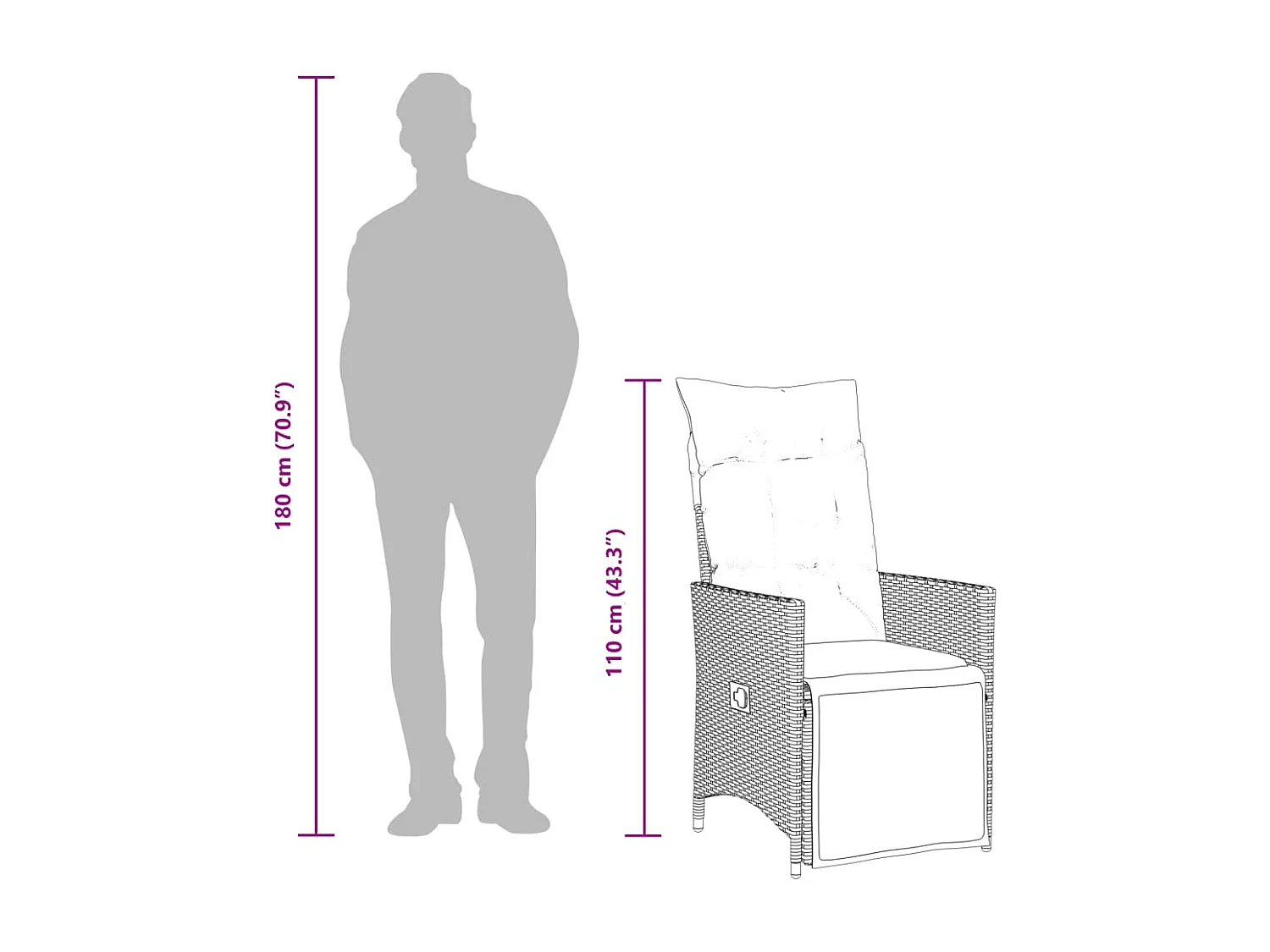 Sillones reclinable jardín y cojines 2 uds ratán sintético gris