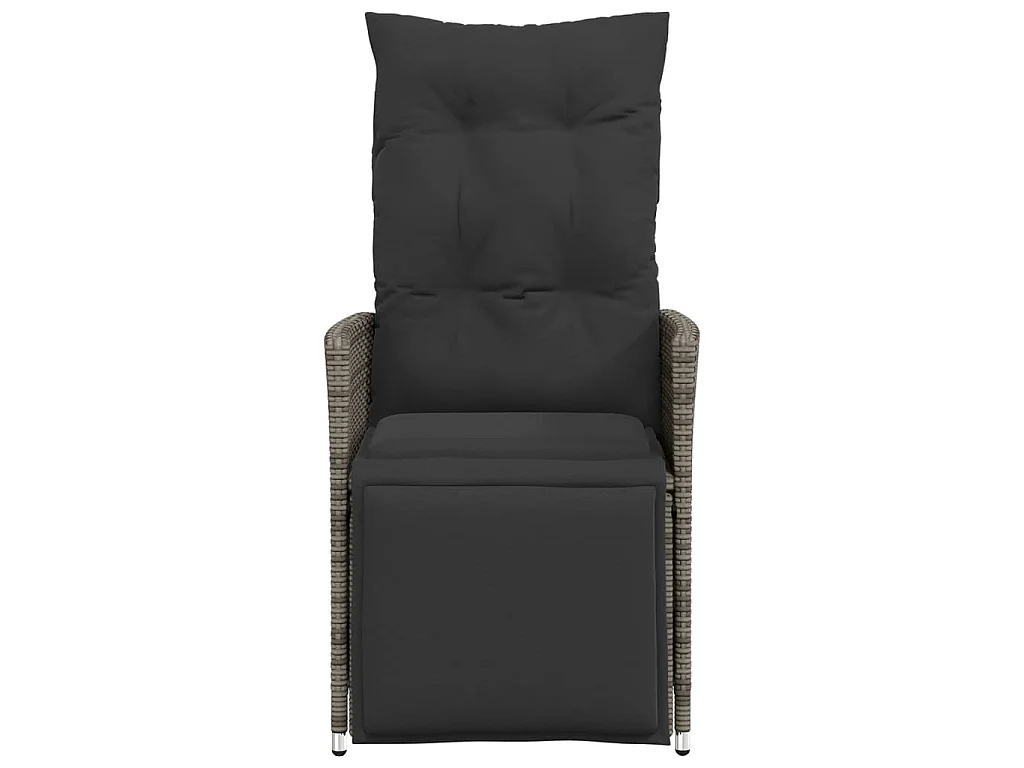 Gartensessel mit Kissen 2 Stk. Verstellbar Grau Poly Rattan
