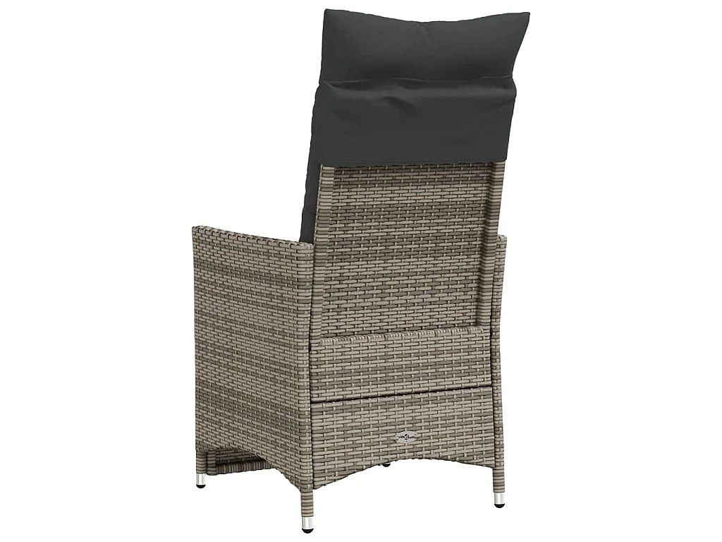 Gartensessel mit Kissen 2 Stk. Verstellbar Grau Poly Rattan