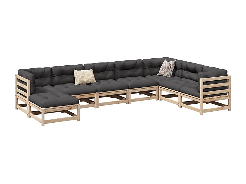 8 pcs conjunto sofás de jardim pinho maciço