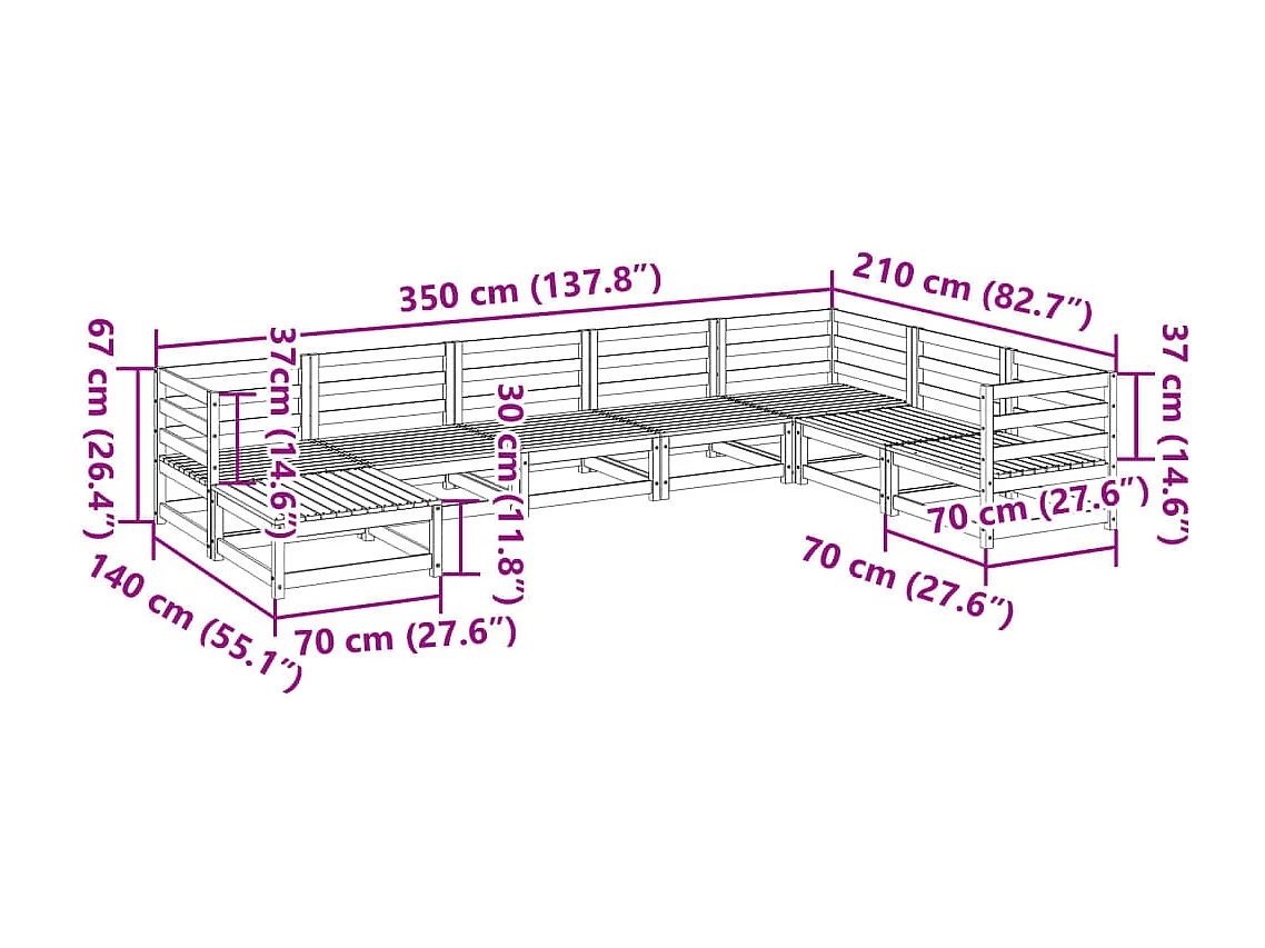 8 pcs conjunto sofás de jardim pinho maciço