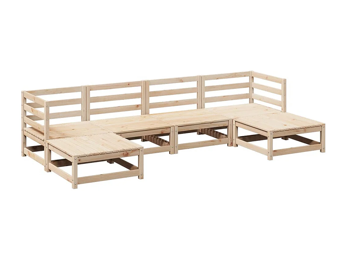 Salon de jardin 6 pcs bois de pin massif