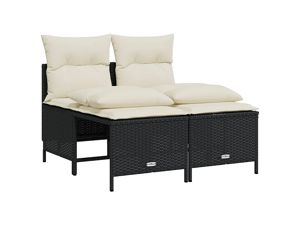 Set Divani da Giardino 4 pz con Cuscini Nero in Polyrattan