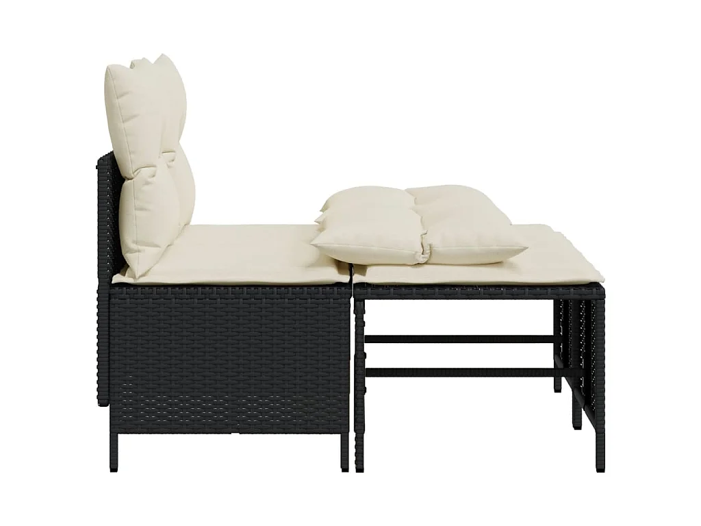 Set Divani da Giardino 4 pz con Cuscini Nero in Polyrattan