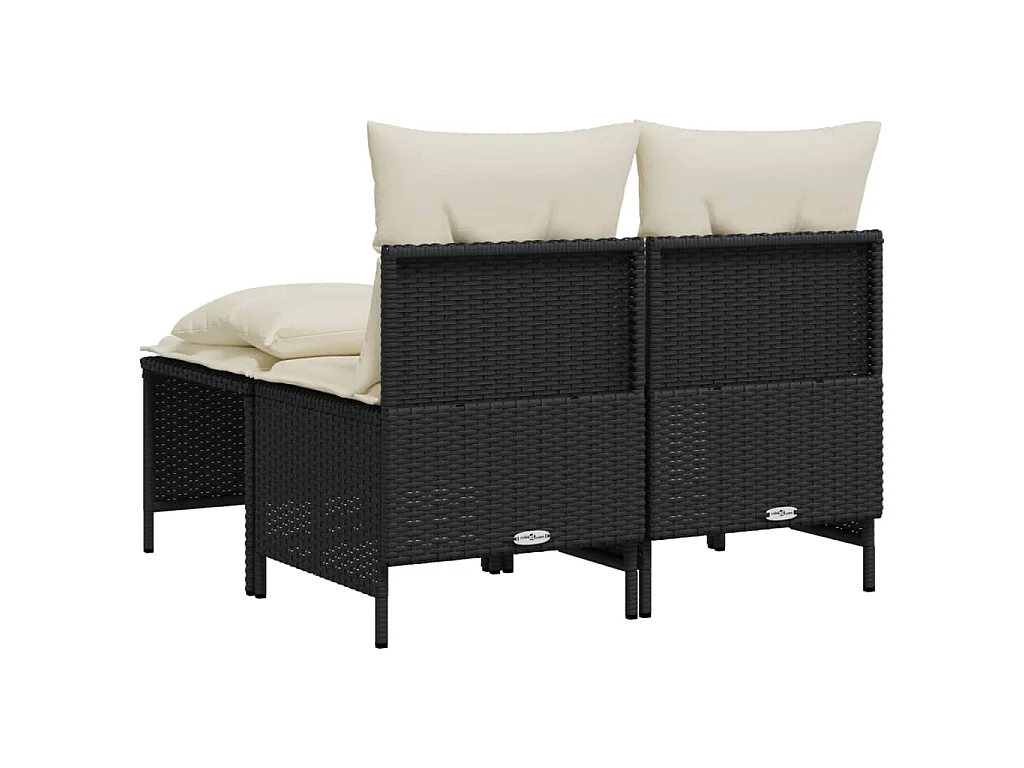 Set Divani da Giardino 4 pz con Cuscini Nero in Polyrattan
