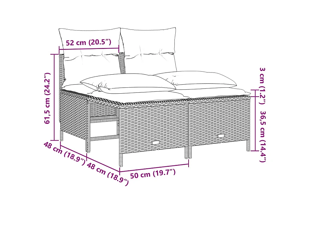 Set Divani da Giardino 4 pz con Cuscini Nero in Polyrattan
