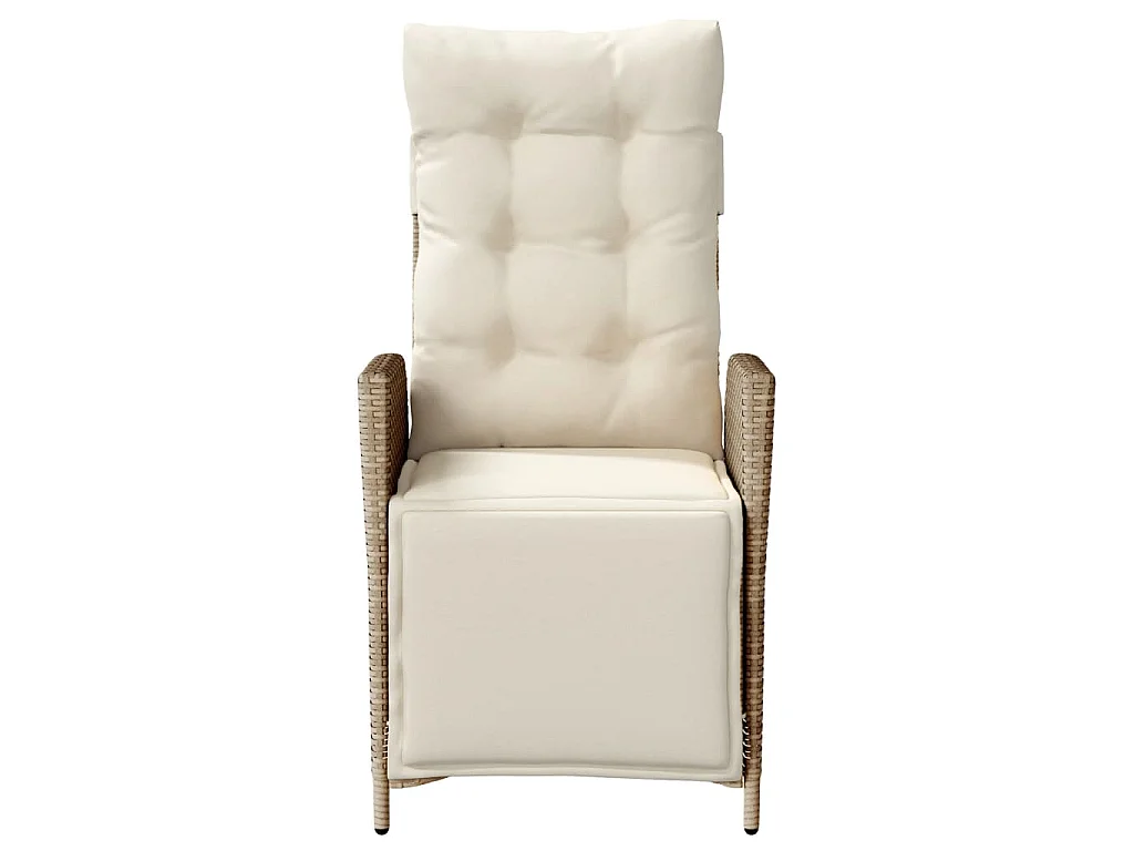 Sedia Reclinabile da Giardino con Poggiapiedi Beige Polyrattan