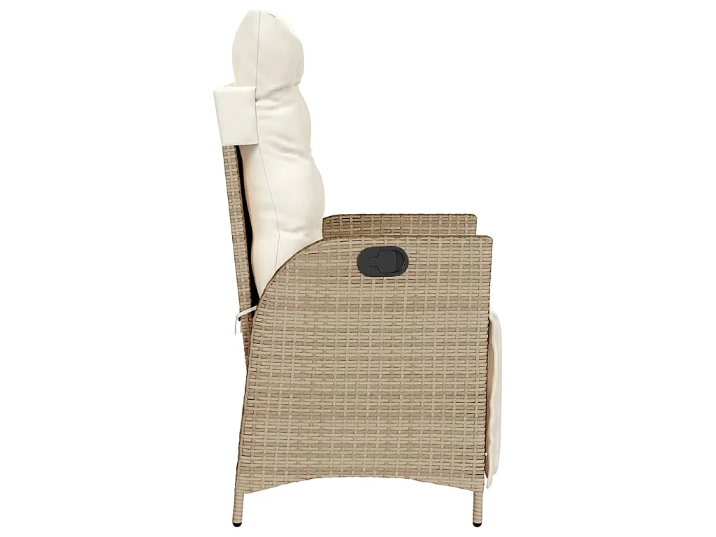 Sedia Reclinabile da Giardino con Poggiapiedi Beige Polyrattan