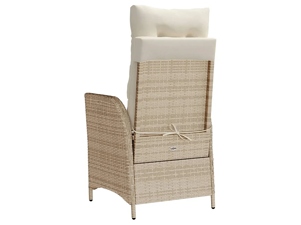 Sedia Reclinabile da Giardino con Poggiapiedi Beige Polyrattan