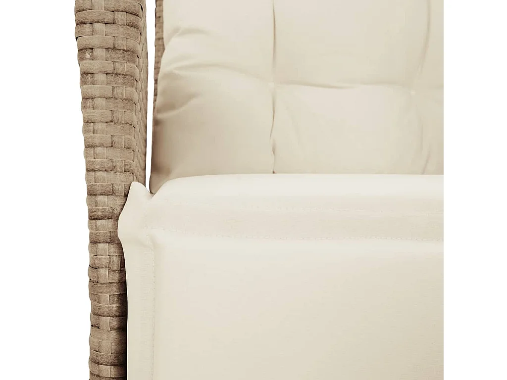 Sedia Reclinabile da Giardino con Poggiapiedi Beige Polyrattan