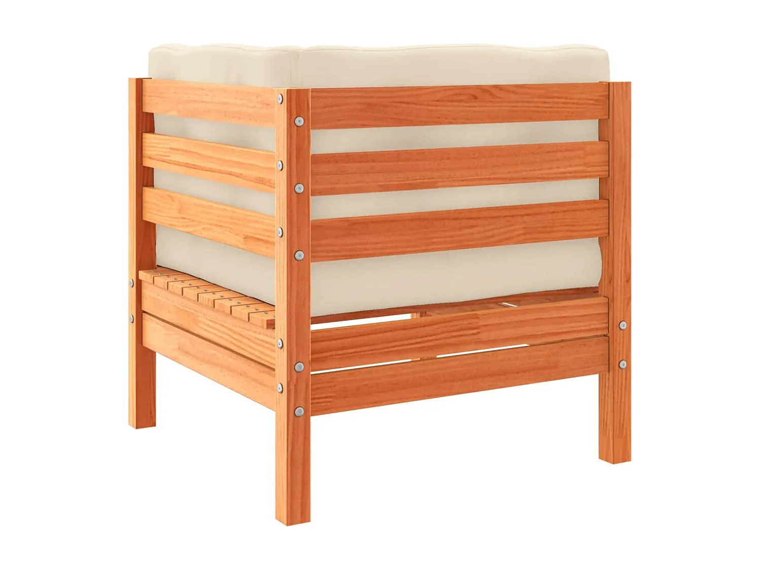 Salon de jardin 9 pcs avec coussins marron cire bois pin massif