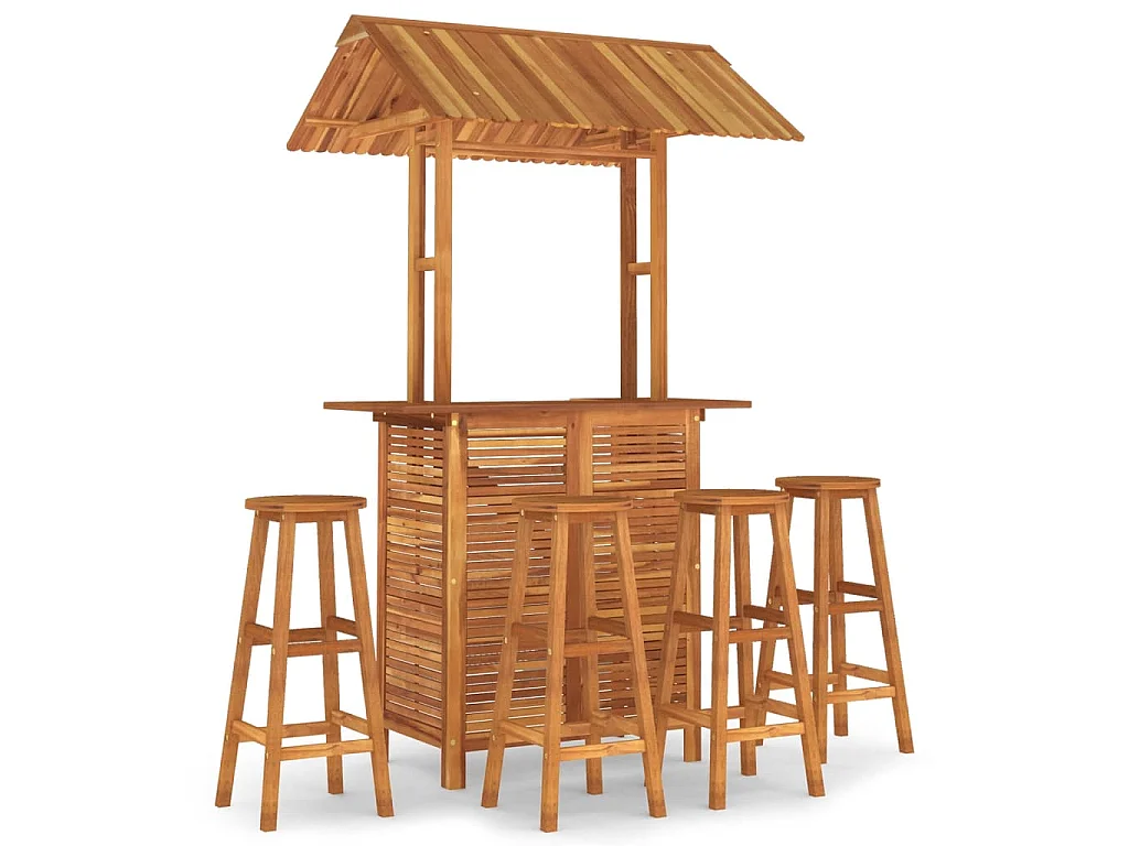 Set da Bar per Giardino 5 pz in Legno Massello di Acacia