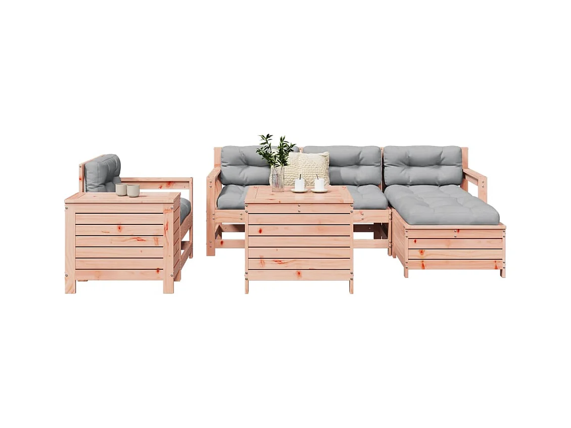 Salon de jardin 7 pcs bois massif sapin de douglas