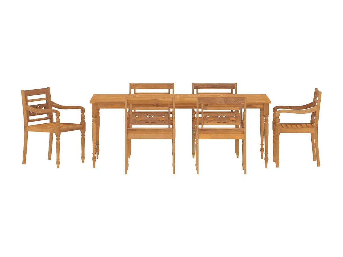 7-delige Tuinset massief teakhout