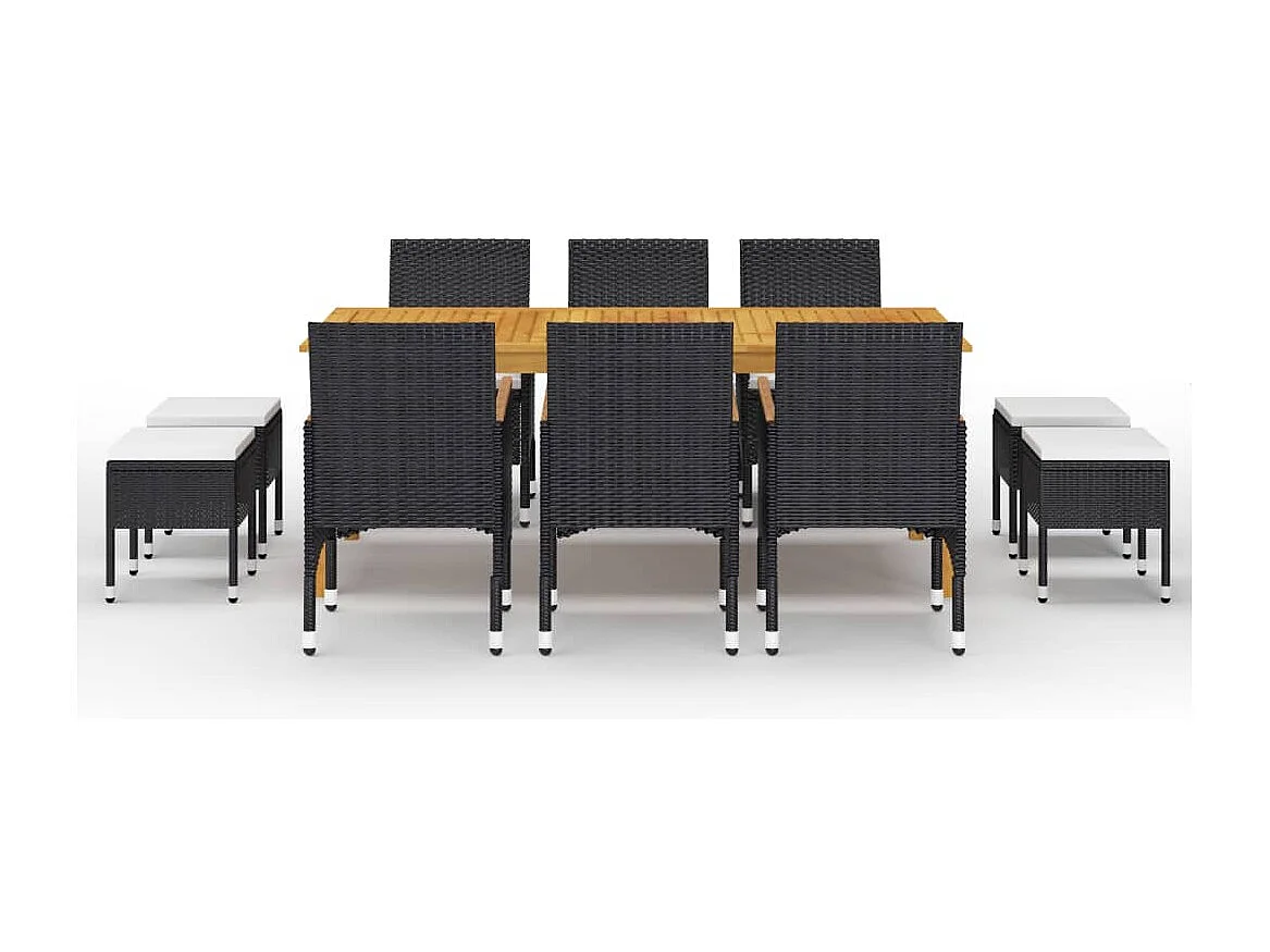 Ensemble à manger de jardin 11 pcs Noir