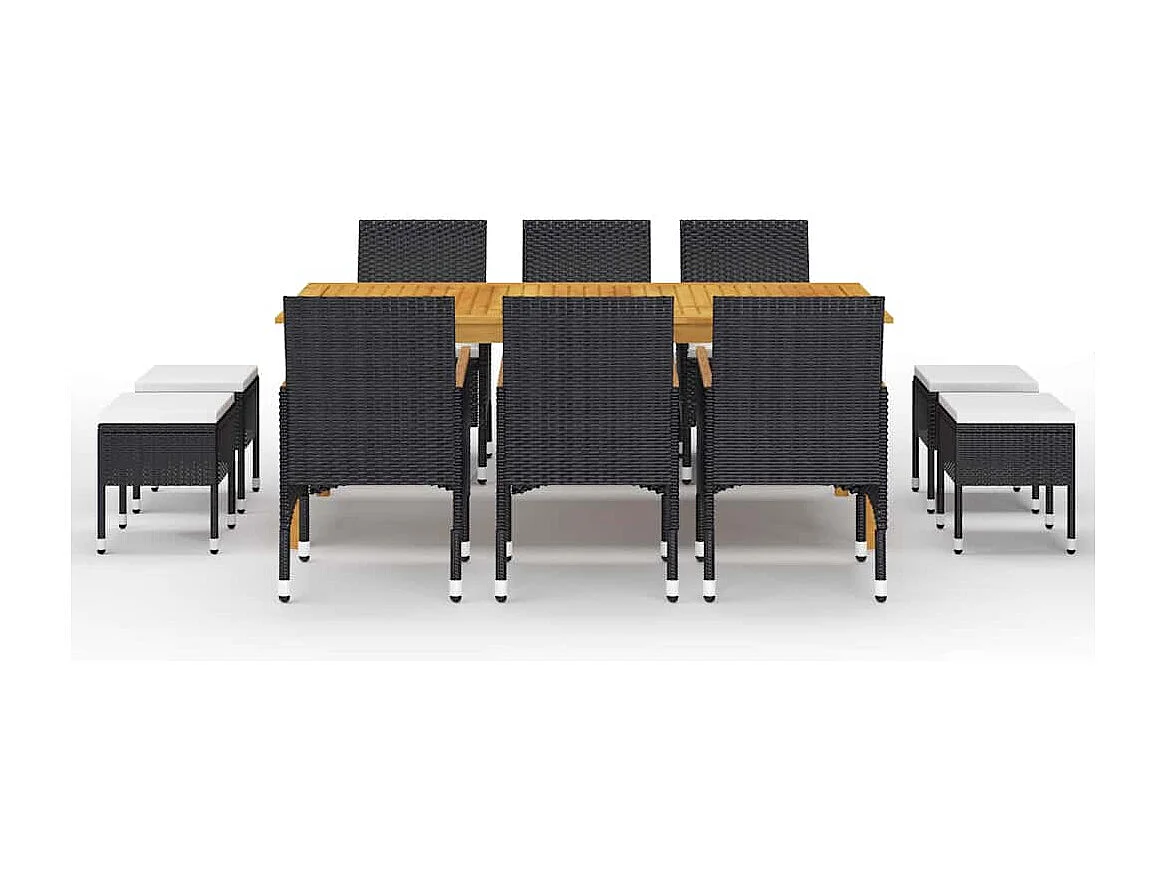 Ensemble à manger de jardin 11 pcs Noir