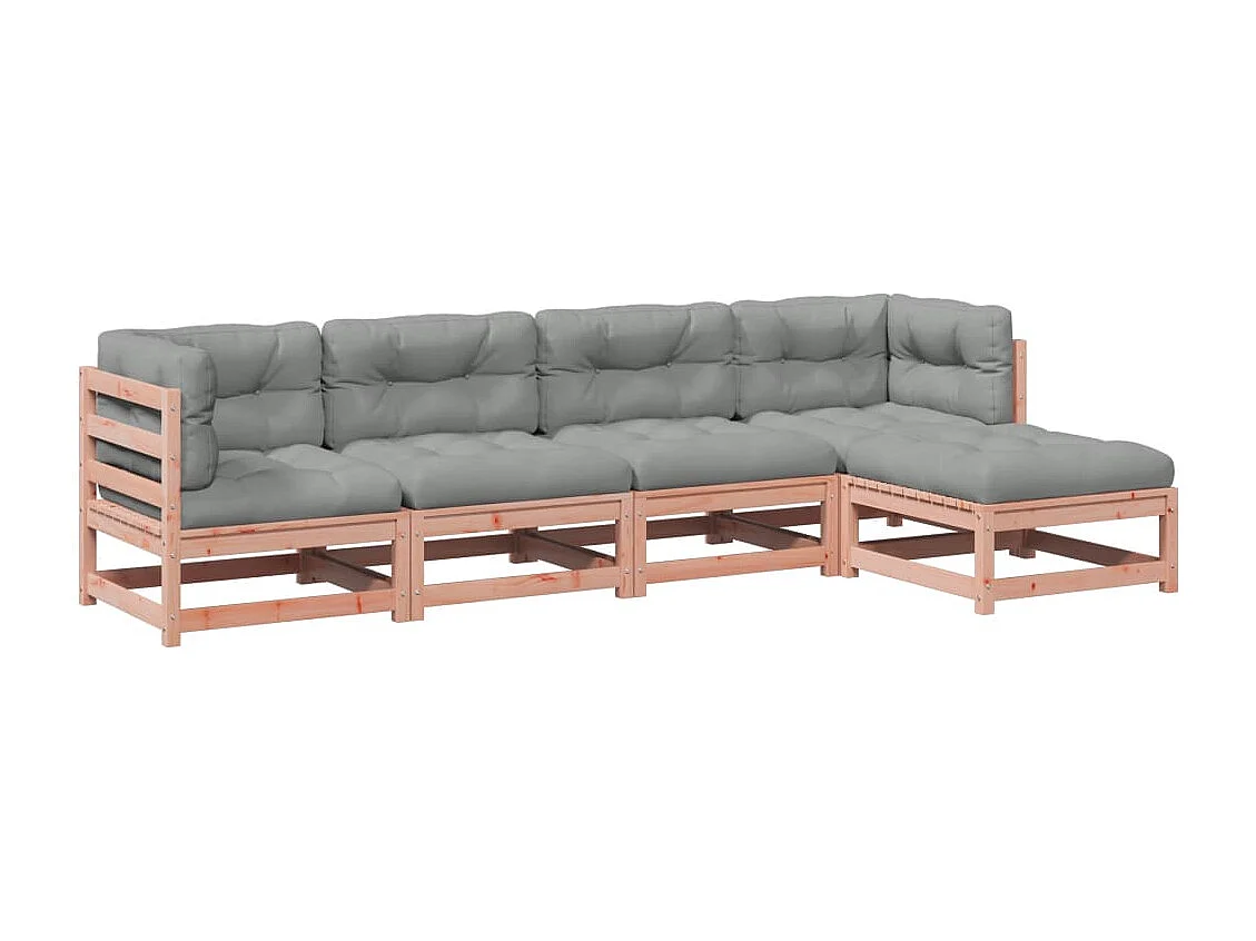 Salon de jardin 5 pcs et coussins bois massif sapin de douglas