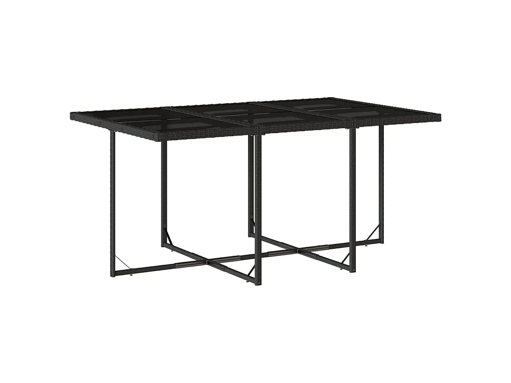 Set da Pranzo da Giardino 11 pz con Cuscini in Polyrattan Nero