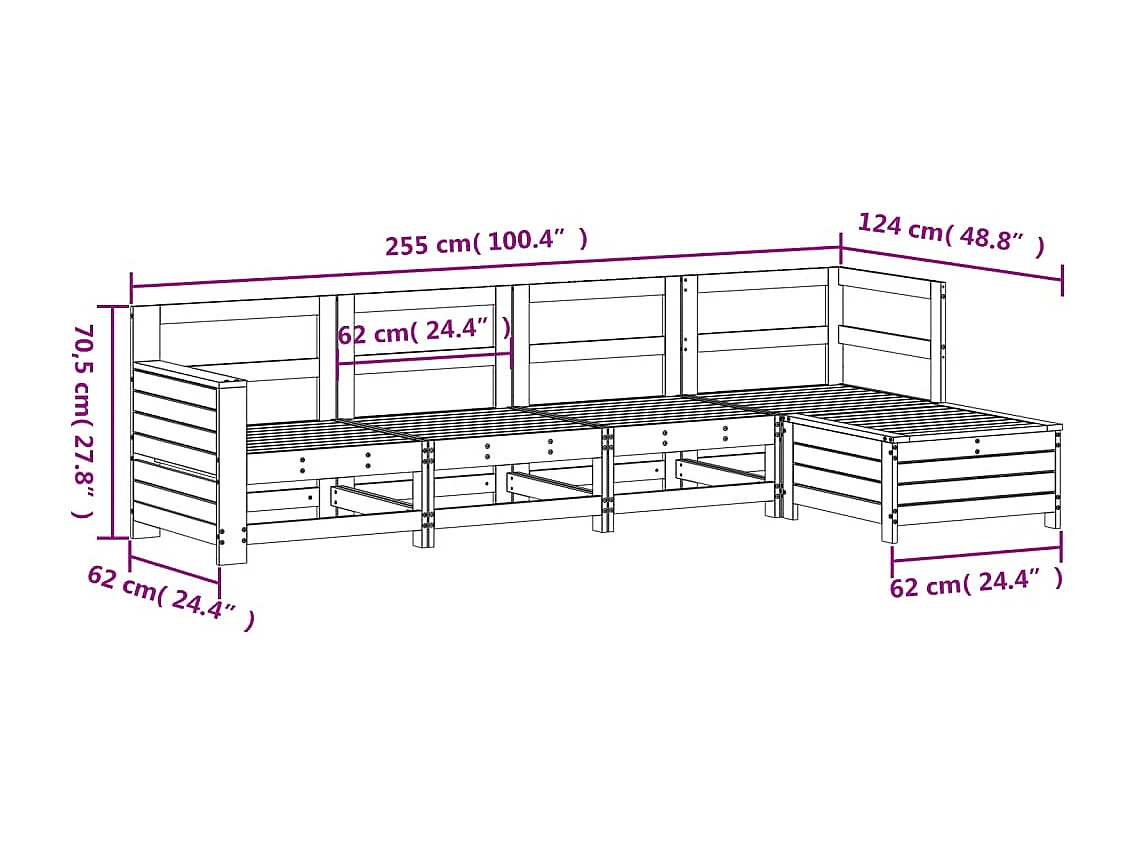 5-delige Loungeset geïmpregneerd grenenhout
