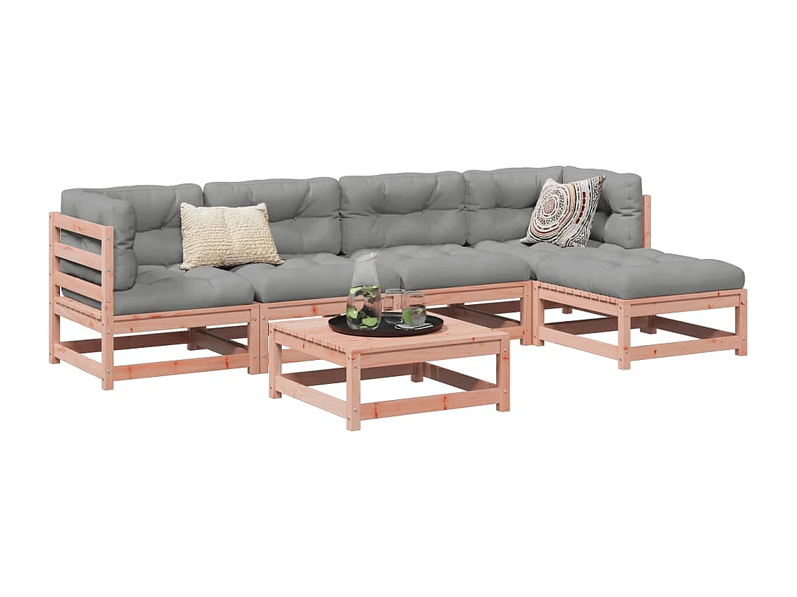 Set Divani Giardino 6 pz Cuscini Legno Massello Abete Douglas