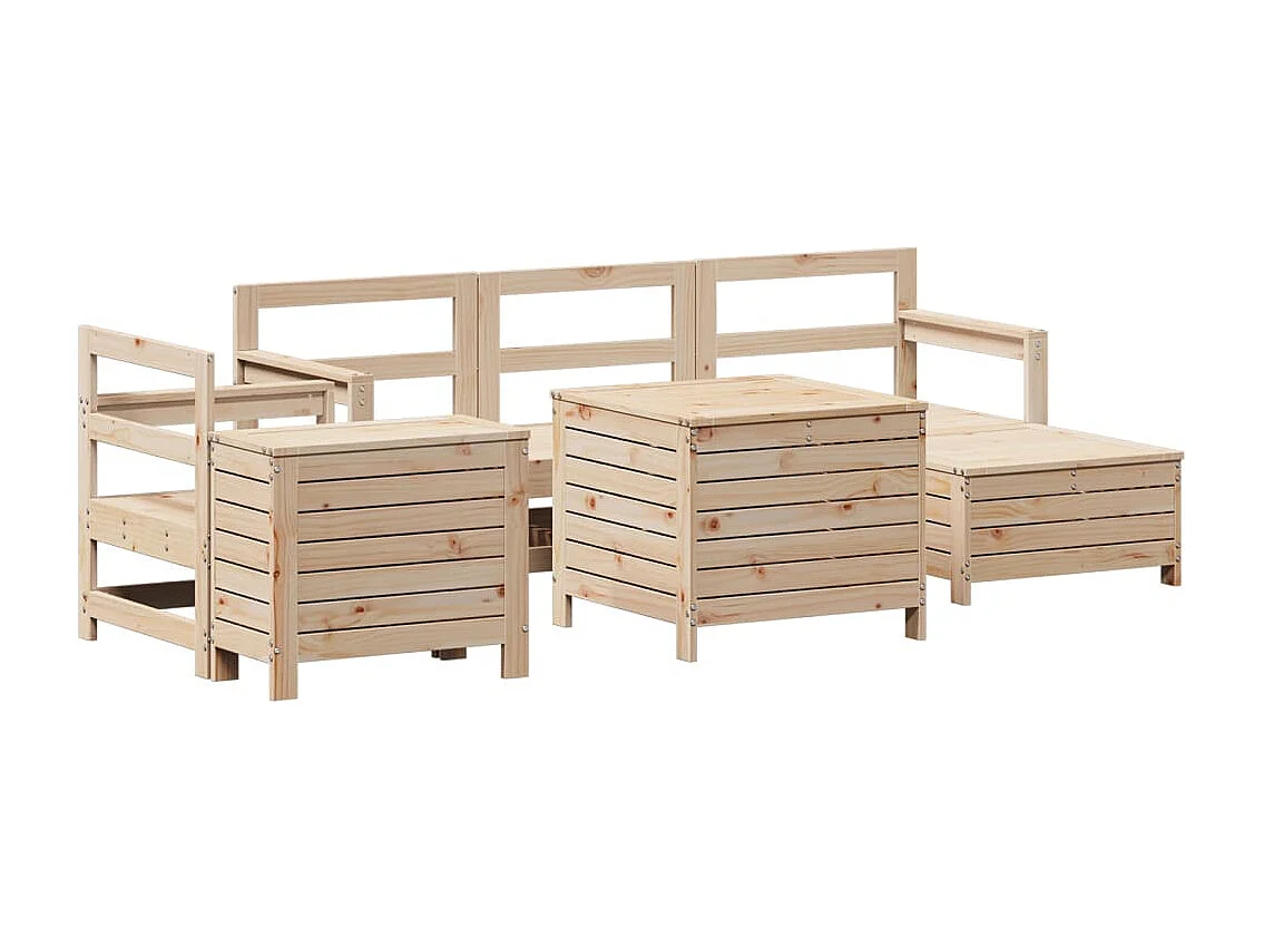 Salon de jardin 7 pcs bois de pin massif