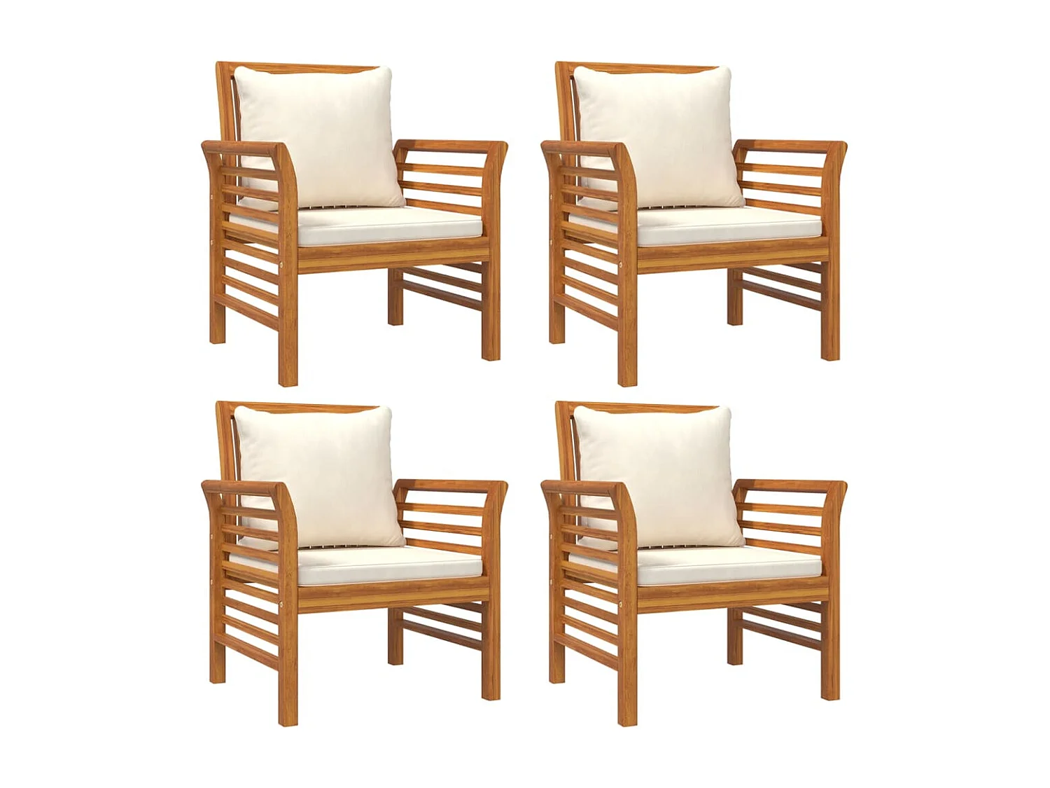 Salon de jardin avec coussins 5 pcs Bois d'acacia solide