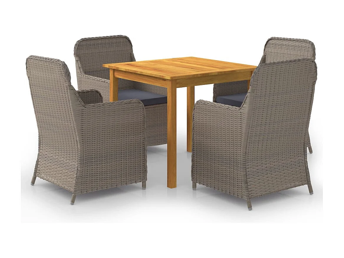 5-tlg. Garten-Essgruppe Braun