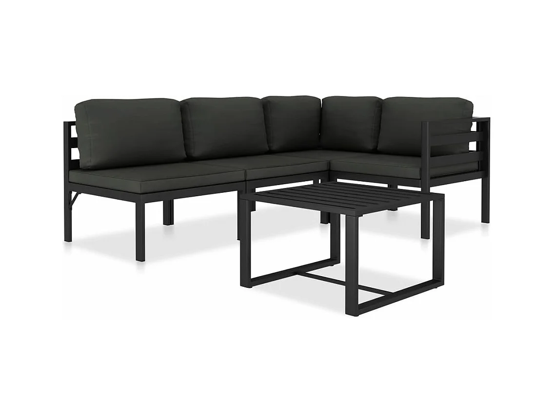 Salon de jardin 5 pcs avec coussins Aluminium Anthracite