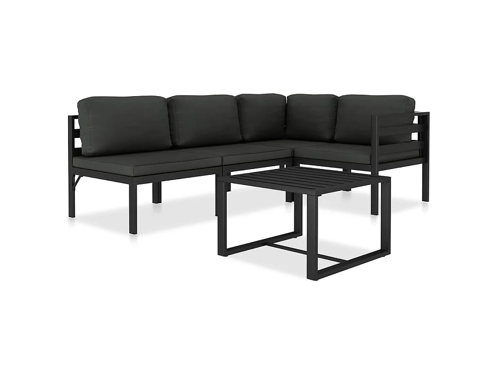 5 pcs conjunto lounge jardim com almofadões alumínio antracite
