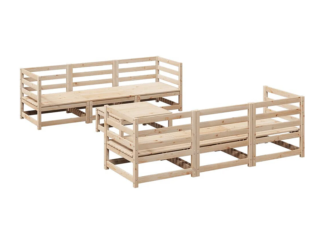 7-tlg. Garten-Sofagarnitur Massivholz Kiefer