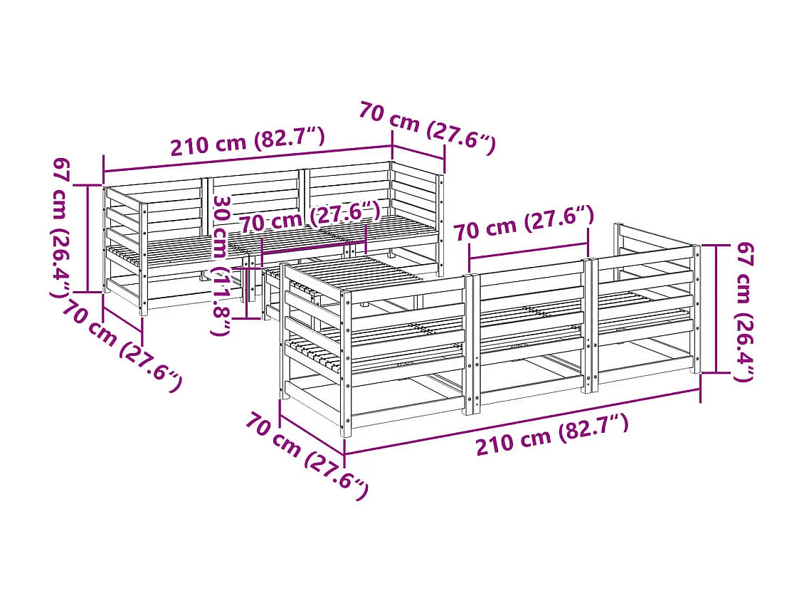 7-tlg. Garten-Sofagarnitur Massivholz Kiefer