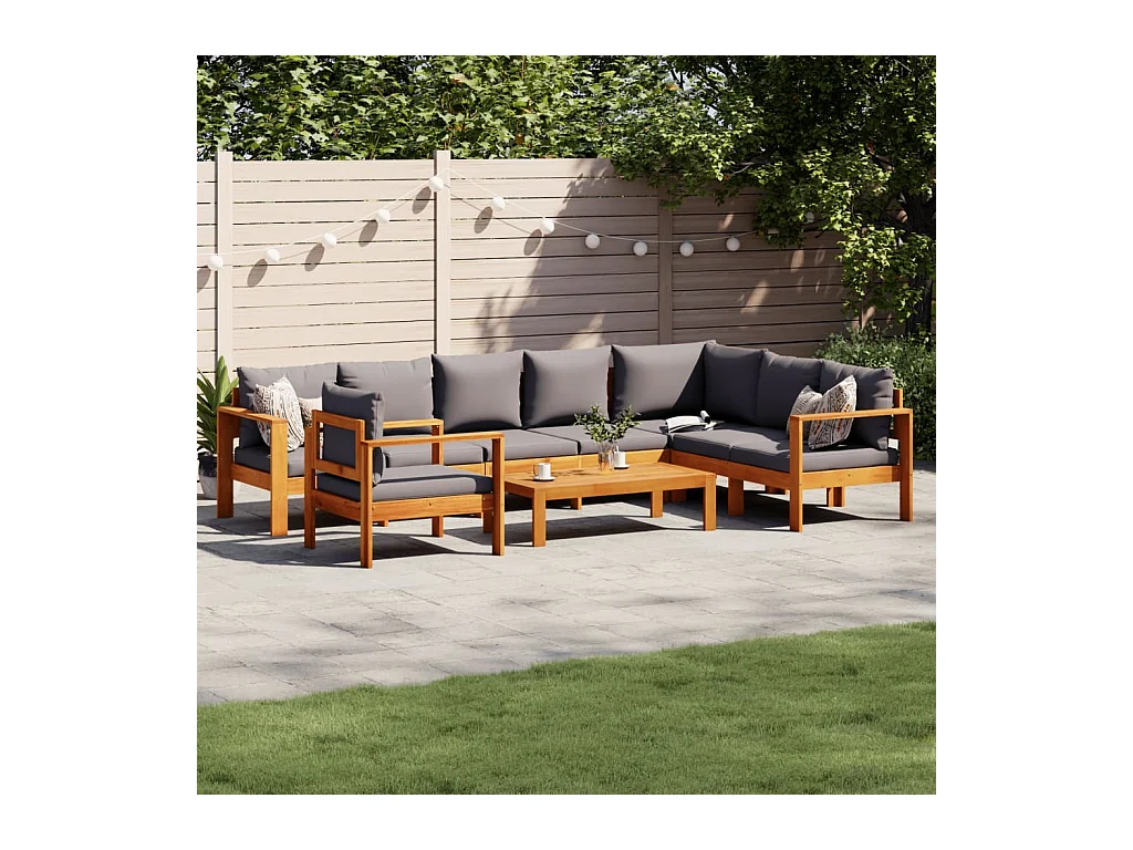 Salon de jardin avec coussins 6 pcs bois d'acacia solide