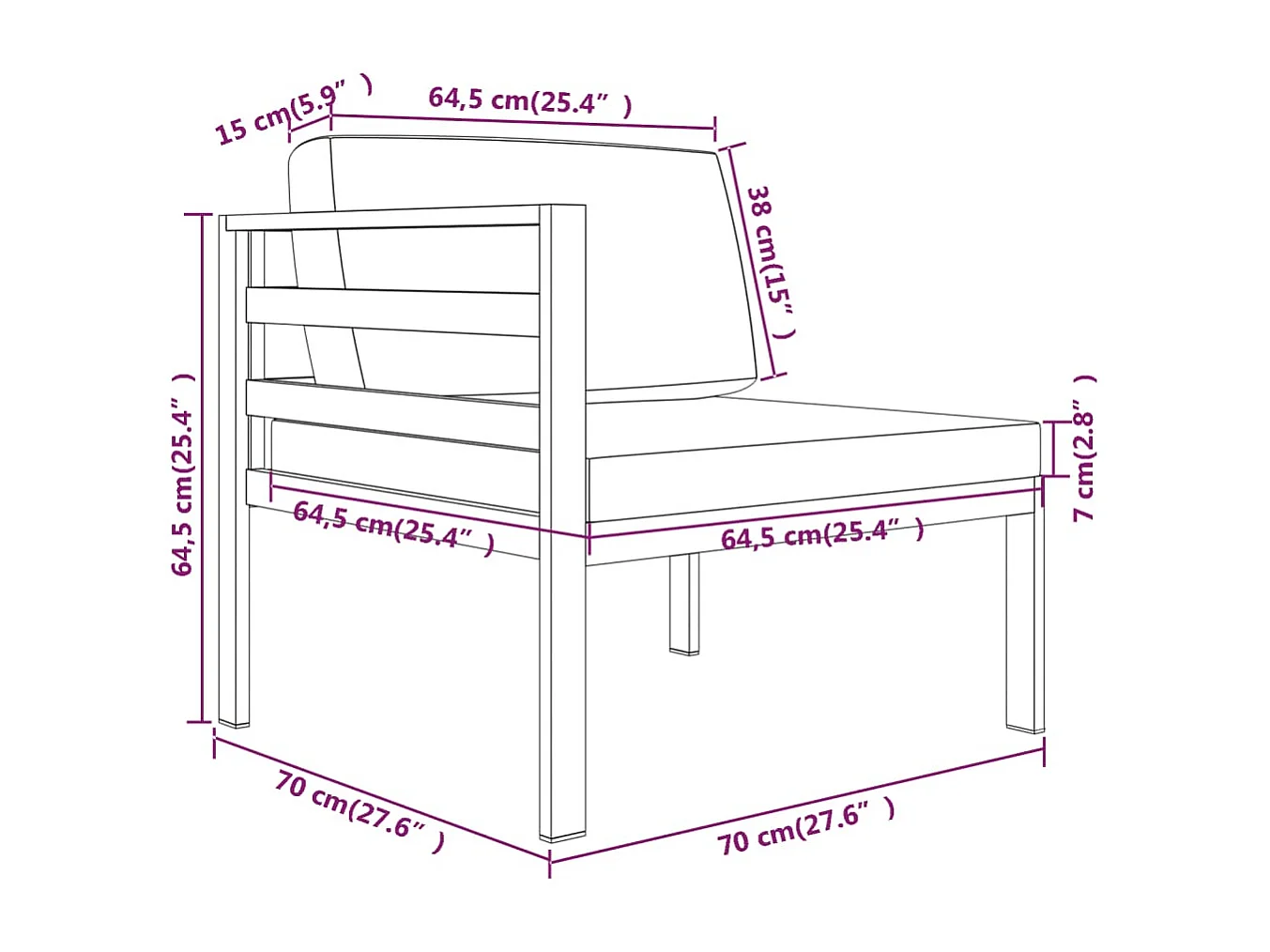 8-tlg. Garten-Lounge-Set mit Kissen Aluminium Anthrazit
