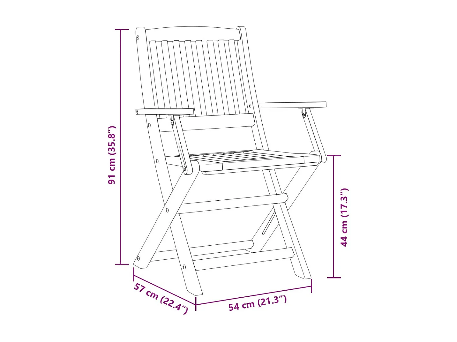 Set Bistrò Pieghevole 3pz in Legno Massello di Acacia