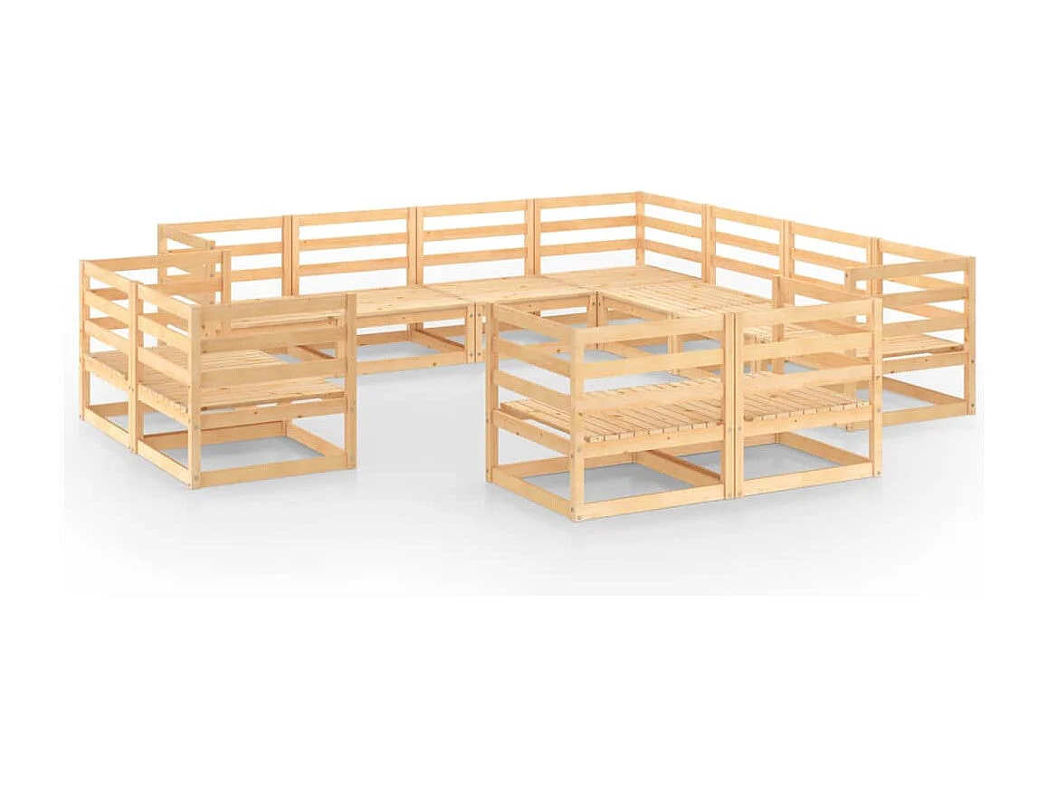 11-tlg. Garten-Lounge-Set Massivholz Kiefer
