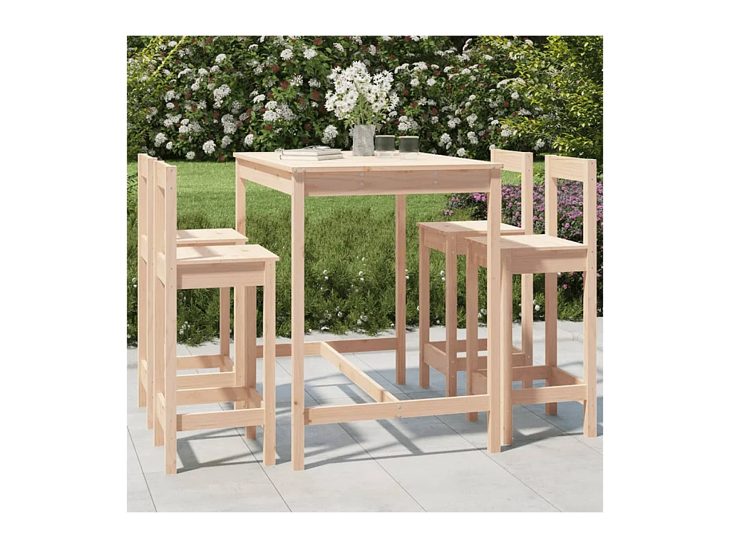 Set Bar da Giardino 5 pz in Legno Massello di Pino