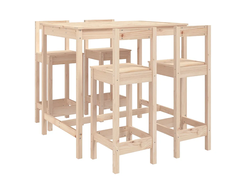 5-delige Barset massief grenenhout