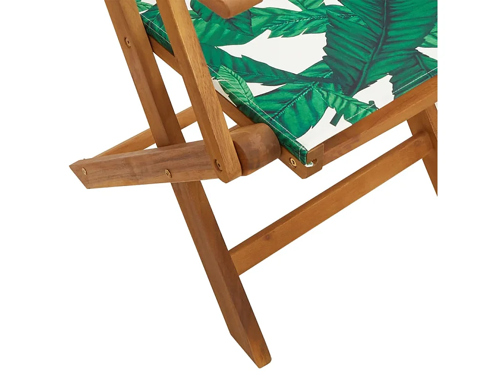 Sedie Giardino 2pz Motivo Foglia Legno Massello Acacia Tessuto